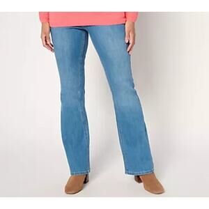 Susan Graver Regular Stretch Denim Pull-On Flare Jean -Indigo 20W